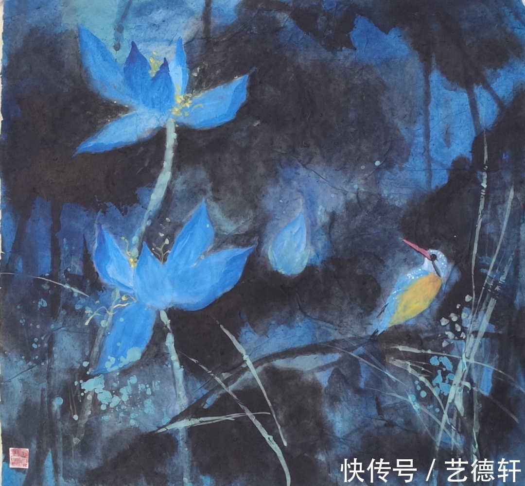 曹玉红|中国当代泼墨重彩画家曹玉红荷花作品欣赏
