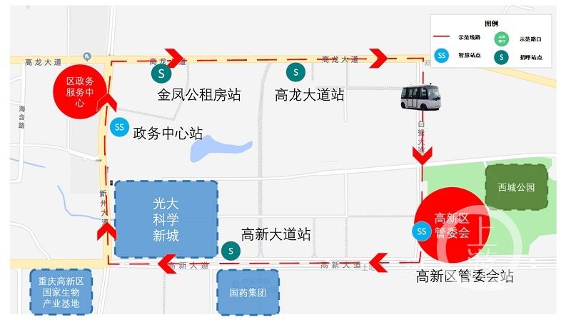 高新区|重庆主城首条自动驾驶接驳线路8月投用，全长5.5公里