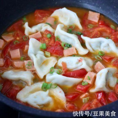 番茄金汤|#少盐饮食 轻松生活#番茄金汤饺子