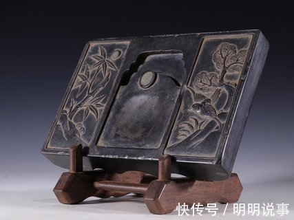 松竹$旧藏【老端石 松竹 文房砚台】