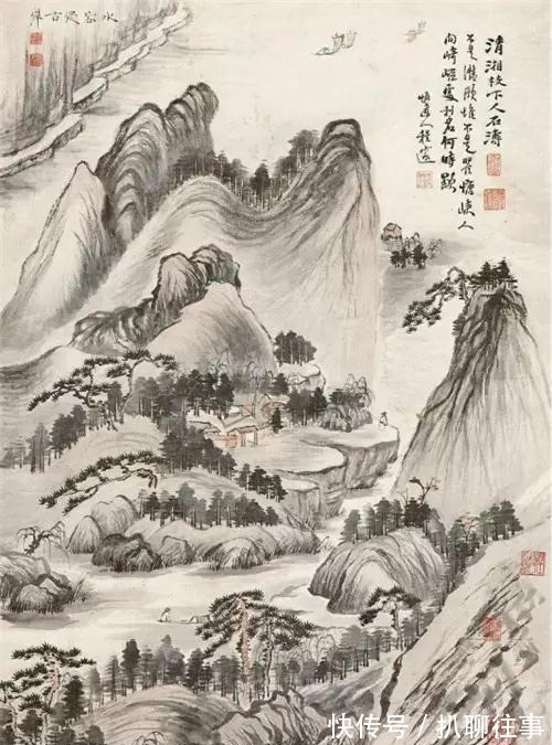 西岩松雪图@清初四大画僧笔下的意境山水,不只是养眼