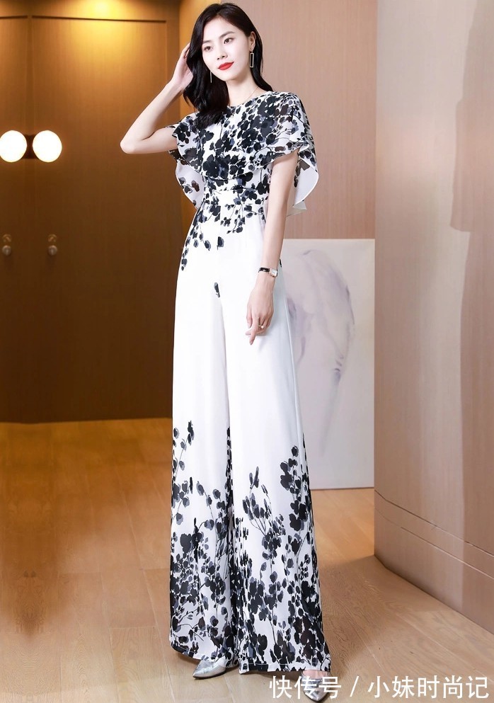 时尚|气质甜美的荷叶袖,时尚高腰的阔腿裤,简洁利落