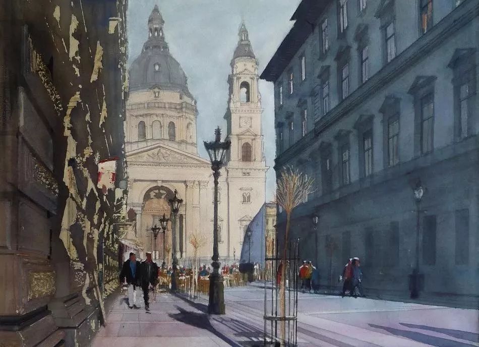 美术学院#Charles Villeneuve 的超美的城市风情水彩！