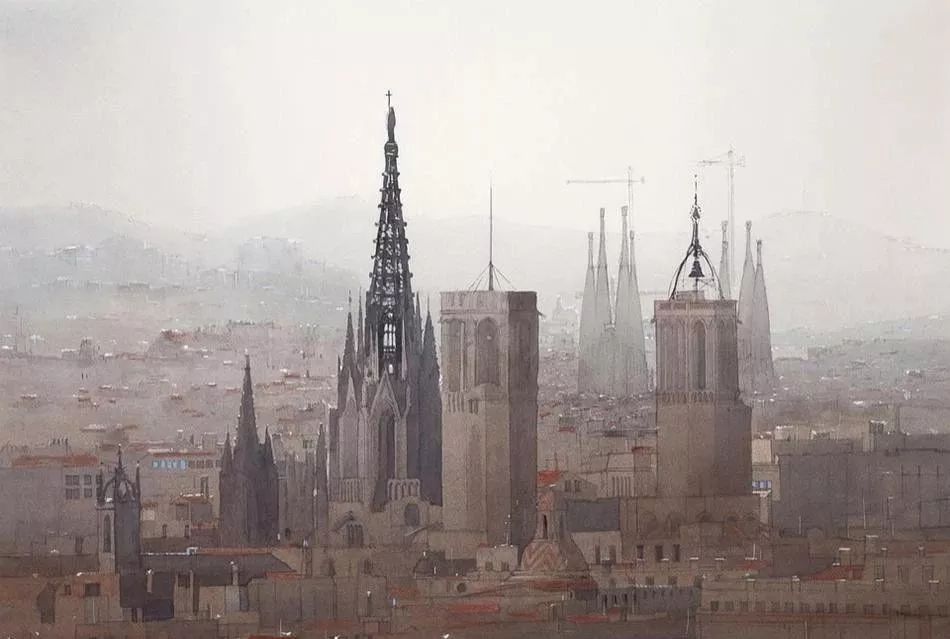 美术学院#Charles Villeneuve 的超美的城市风情水彩！