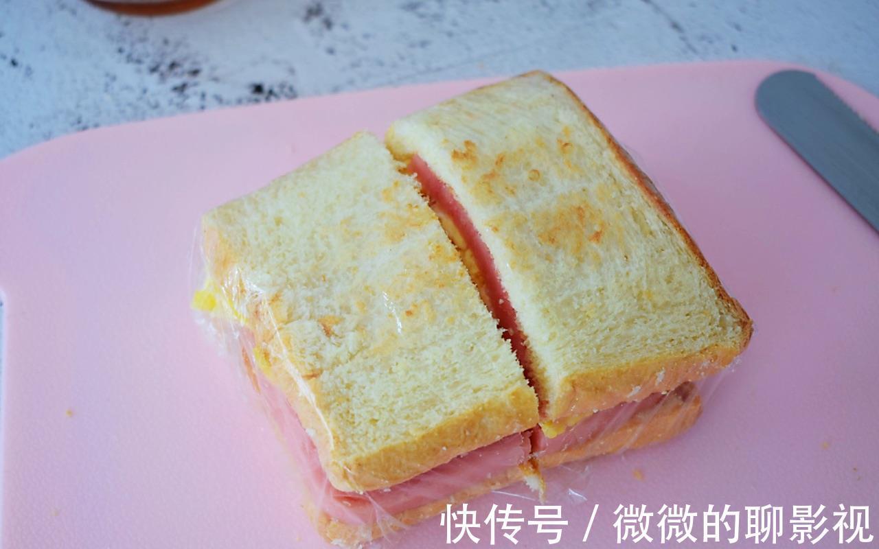 吐司片|香浓可口的火腿蛋三明治,营养满满,制作简单