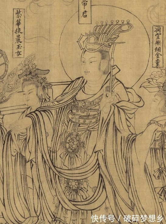 武宗元#满墙风动的众神，白描人物画范本——武宗元《朝元仙仗图》