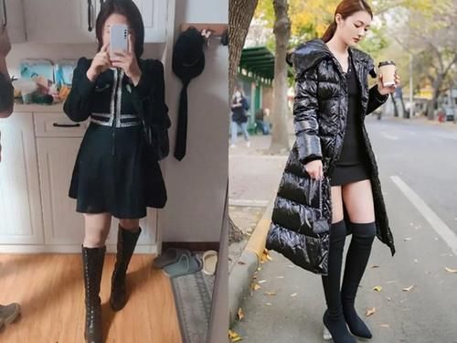 长筒靴|当今流行穿“黑色长筒靴”，配大衣、羽绒服都好看，尽显性感身材