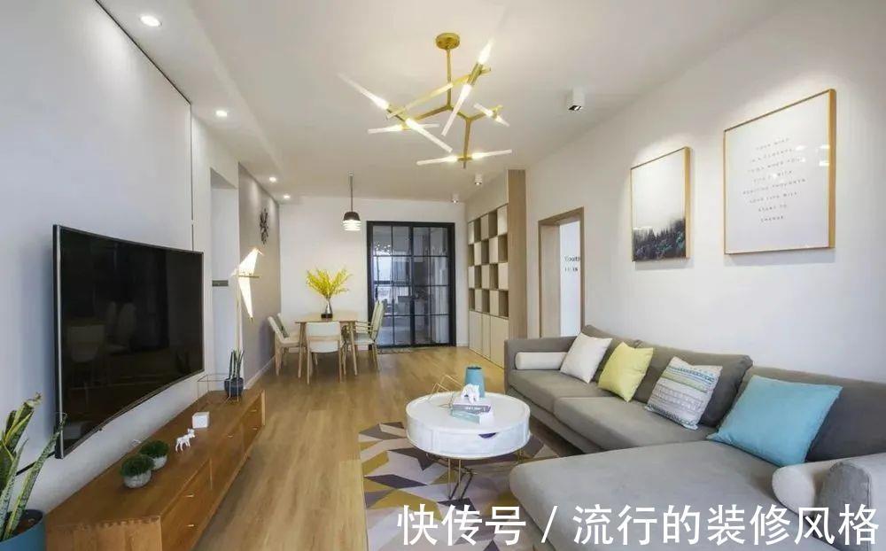 电视屏幕|110㎡简约新房,装修花了8万,完工效果超棒!