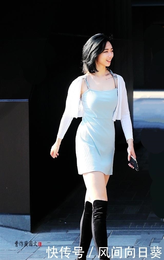 英姿飒爽|街拍:夏日高筒靴美女,双倍的英姿飒爽