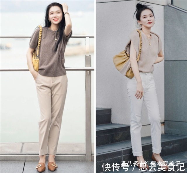 平底鞋 “烟管裤+平底鞋”,这才是适合40岁女人的穿搭,日常通勤都好看