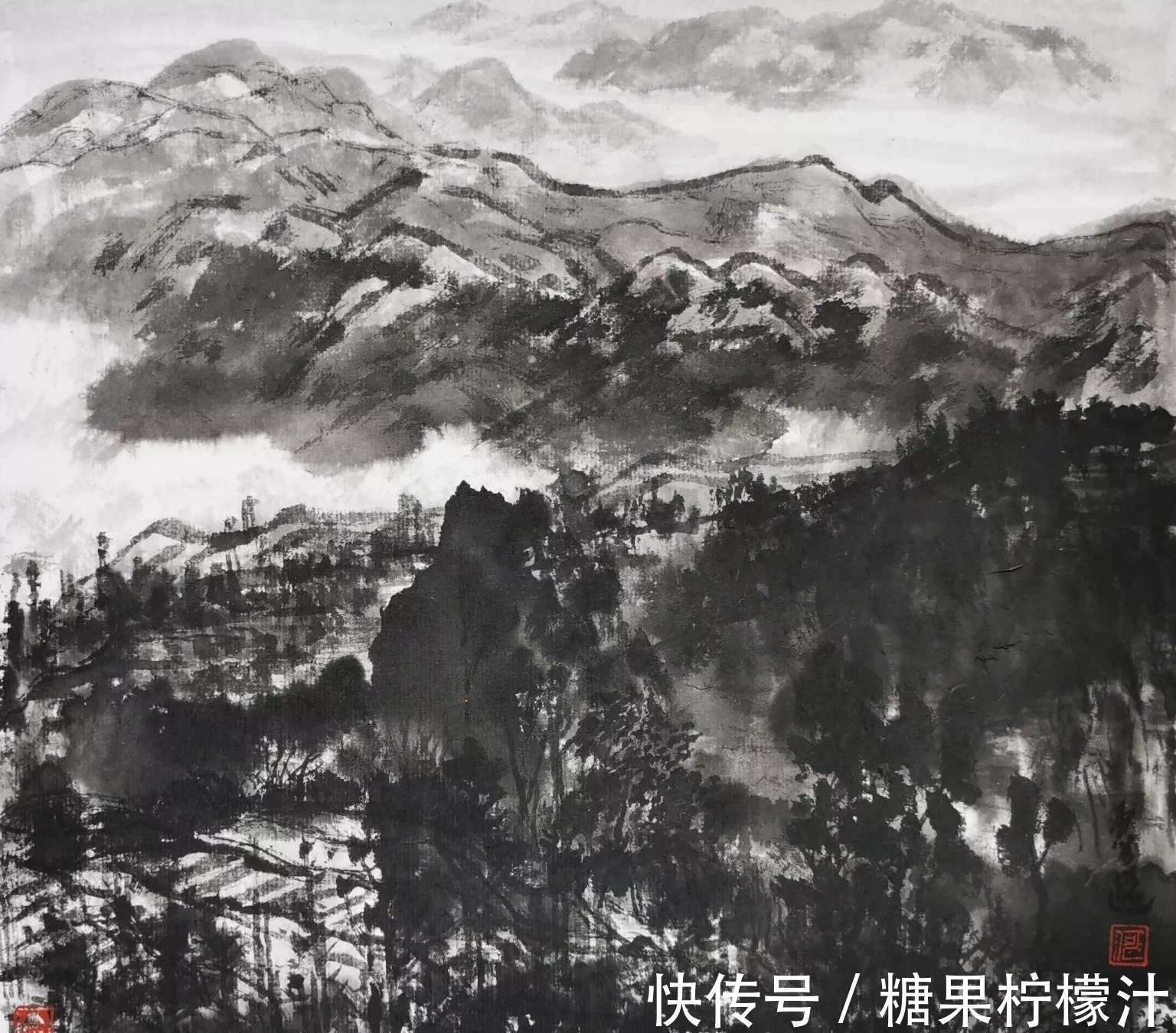 笔力#国画新锐|他的山水画笔力骄劲,墨色浓重,恰如岭南热烈的天气