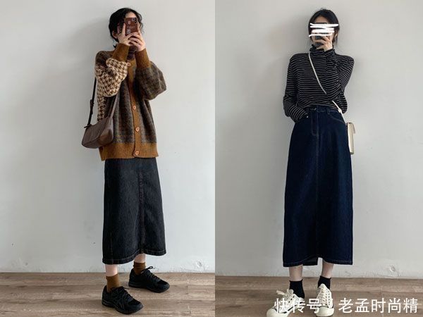 时髦又经典的牛仔半身裙,怎么搭配都超有范儿