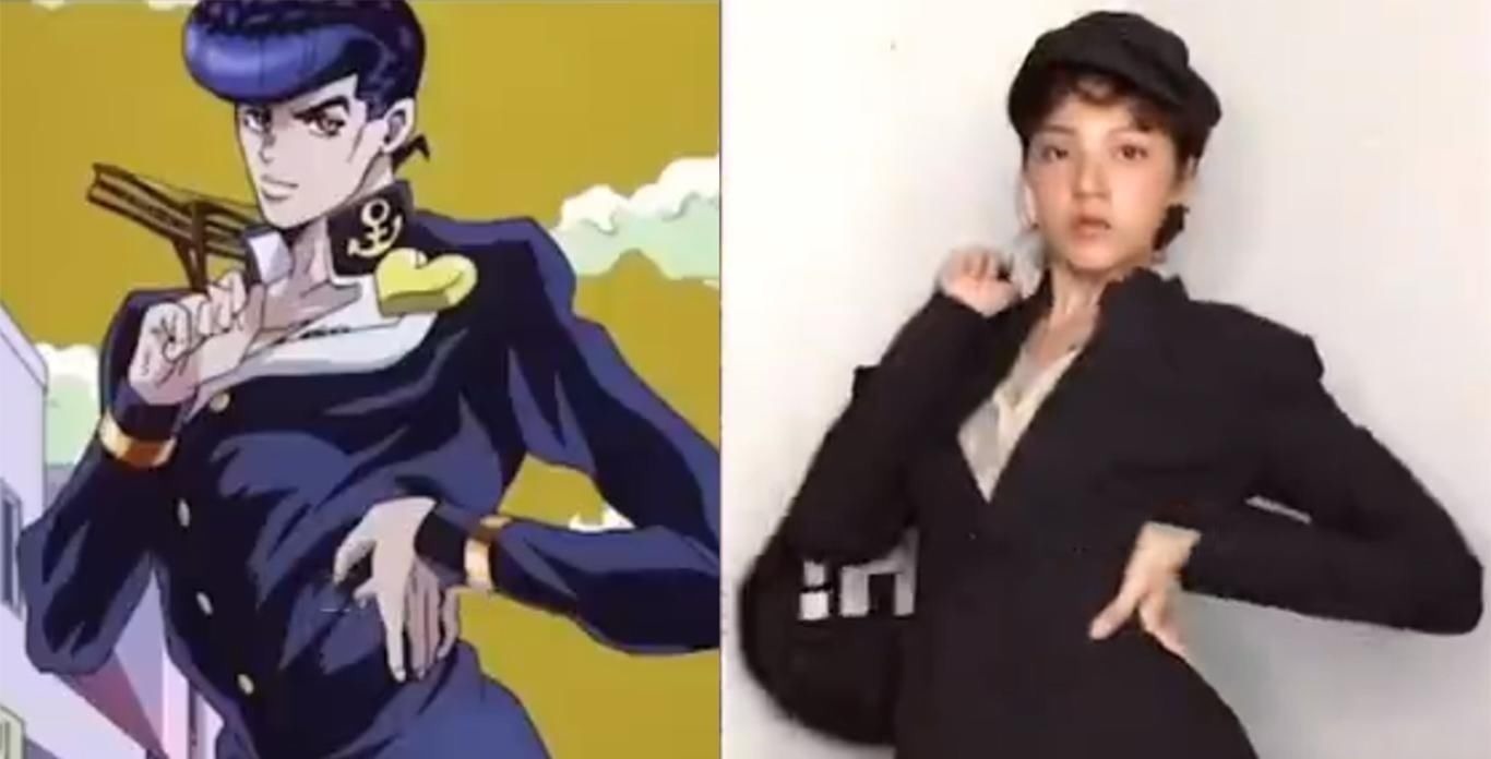 吉良吉影|小姐姐模仿高难度JOJO立,奇怪的姿势增加了,拍照再也不怕没Pose