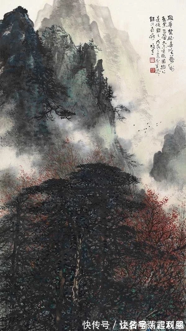 秋景&霜叶红于二月花|黎雄才秋景山水画,美不胜收,美轮美奂!