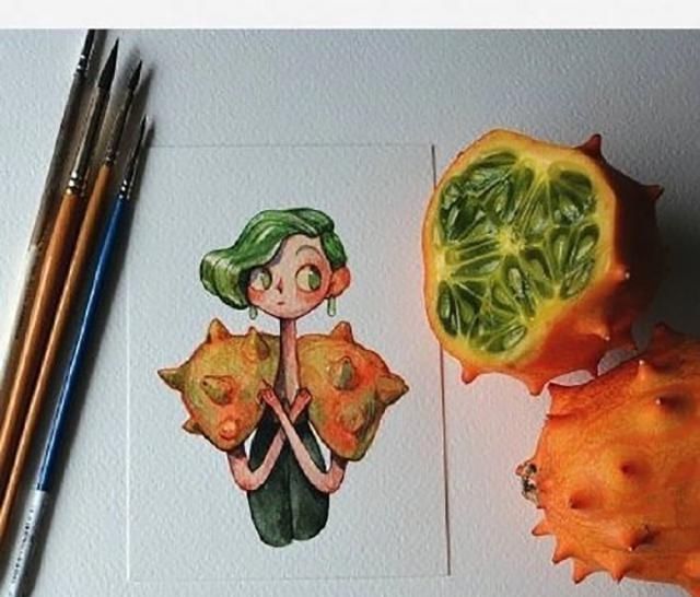 拟人化的水果蔬菜,让这个插画师火爆ins,让人欲罢不能的创意
