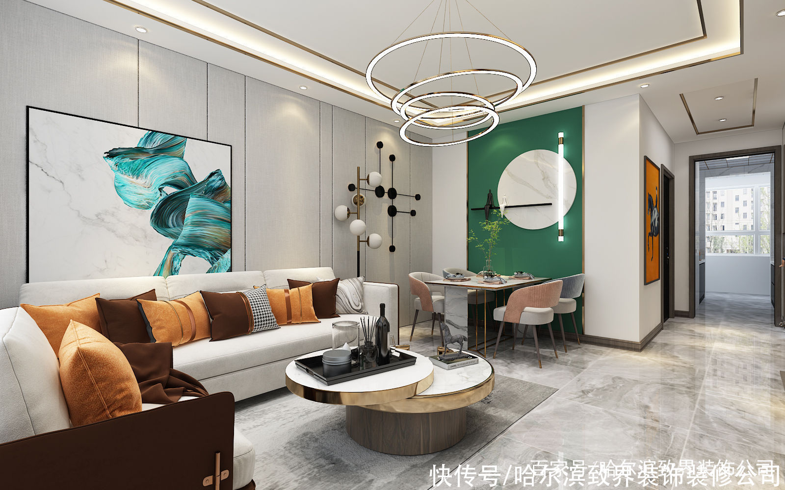 卫风格|融创兰园60㎡现代风大胆选用挂画挂出来的高逼格