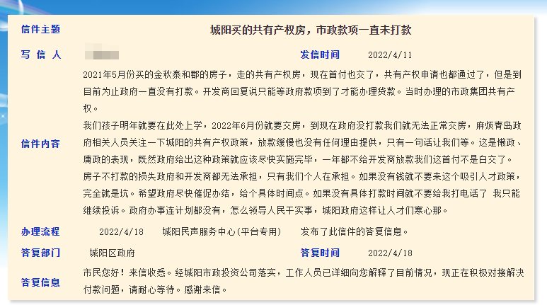 城阳|城阳共有产权放款太慢 引网友不满