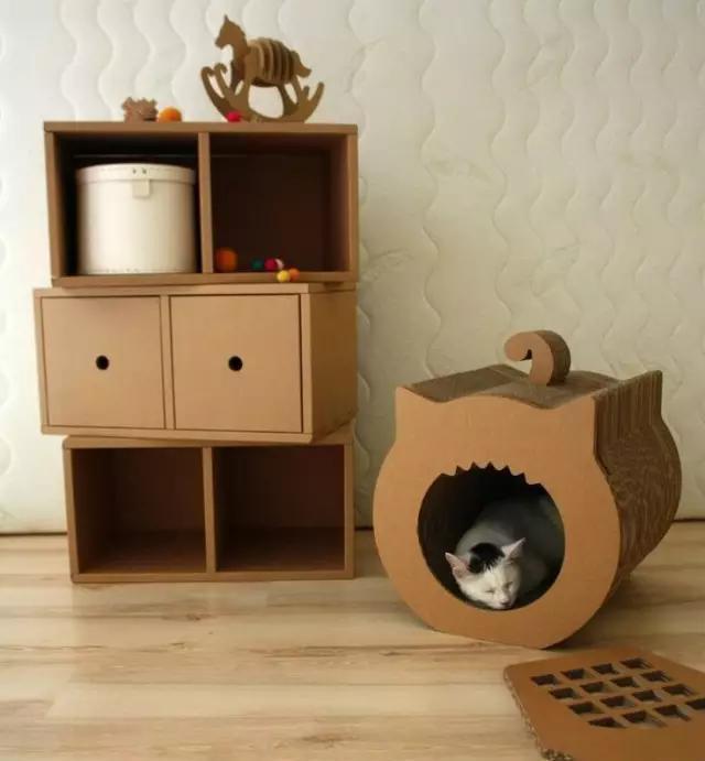 瓦楞纸|家里厚纸箱，以后统统留下来，一通粘贴，竟然连家具都不用买了