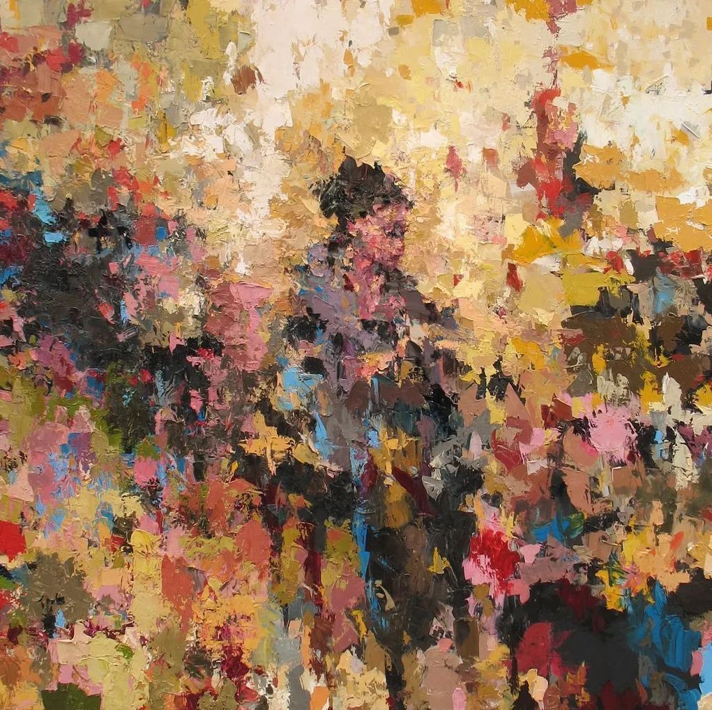 纹理!他将杂碎的色块,厚重的纹理,融于画中的人物