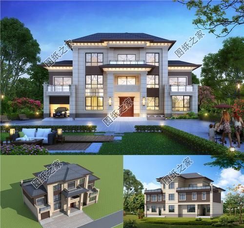 效果图|5开间三层自建房设计图,简单大气,把田园美景送到家