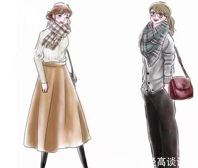 格纹 3种穿衣状态,你是哪一种早秋最美“手绘穿搭”,只教穿衣干货!
