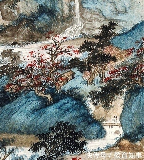 吴湖帆$涧路云迷千树密,霜枫红对映山青,吴湖帆绘《霜林烟浦》