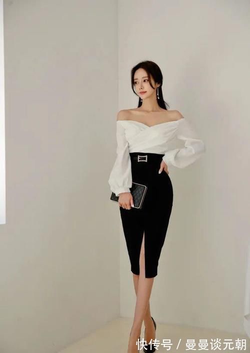 套裙|美女穿搭:水仙露肩套裙,露出迷人香肩,令人沉醉!