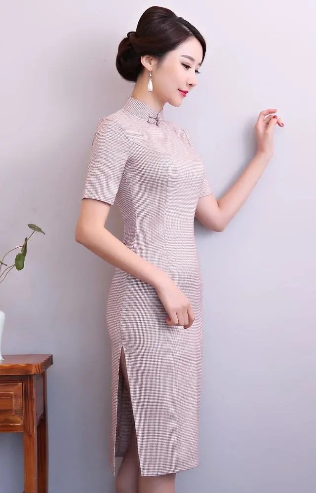 格子|让女人显得紧致与饱满的格子旗袍