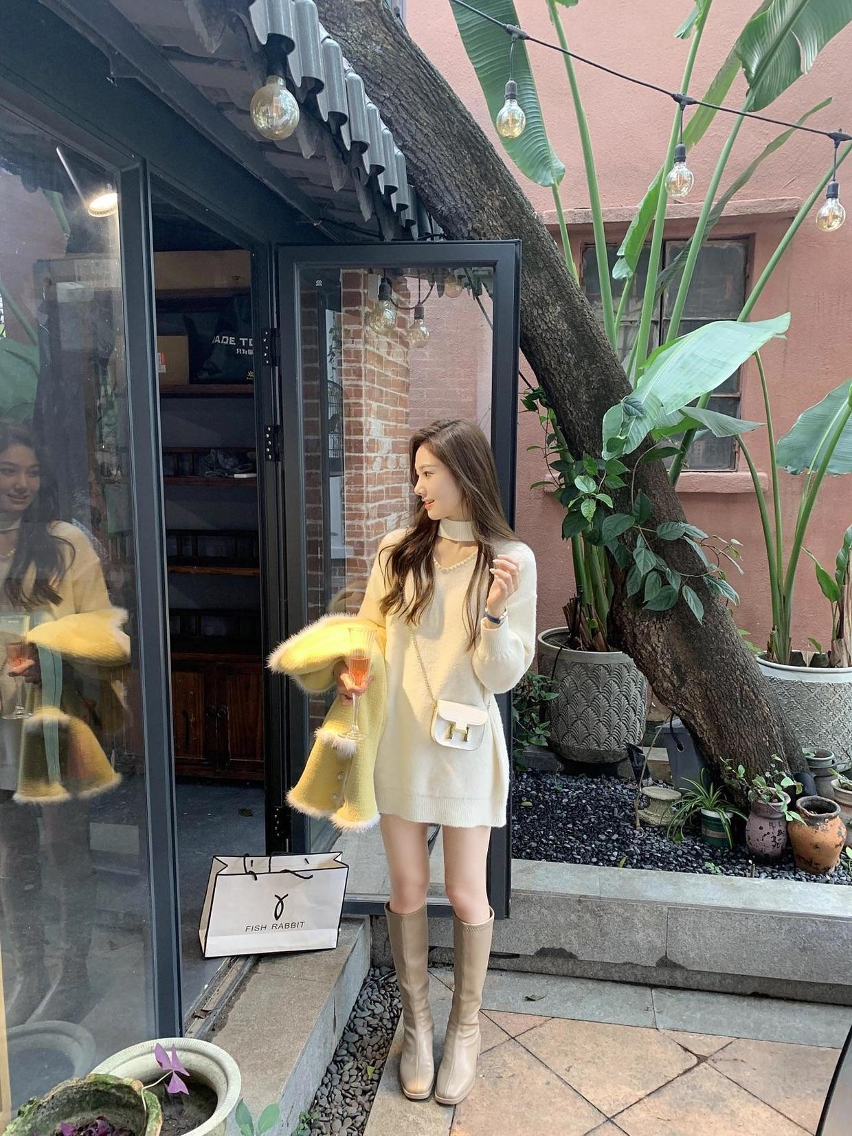 造型|今年也流行针织连衣裙,这几位时髦精都在穿,提升气质又温暖优雅