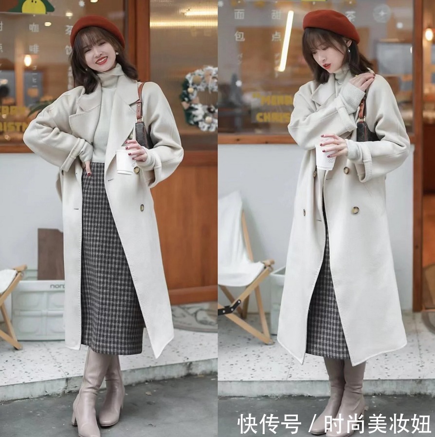 穿搭 梨形身材学会穿“大衣+裙子”,不显胖不臃肿,美得刚刚好