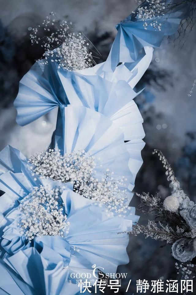 海洋风|梦幻美人鱼主题婚礼,雾霾蓝和白色的海洋风现场