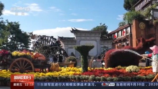 国庆节|向日葵、什锦菊……各地景观扮靓国庆节 大街小巷氛围浓