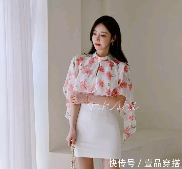 孙允珠|女神孙允珠高清时尚搭配:娇婷雨帘暮春水韵玫瑰蝶袖裙