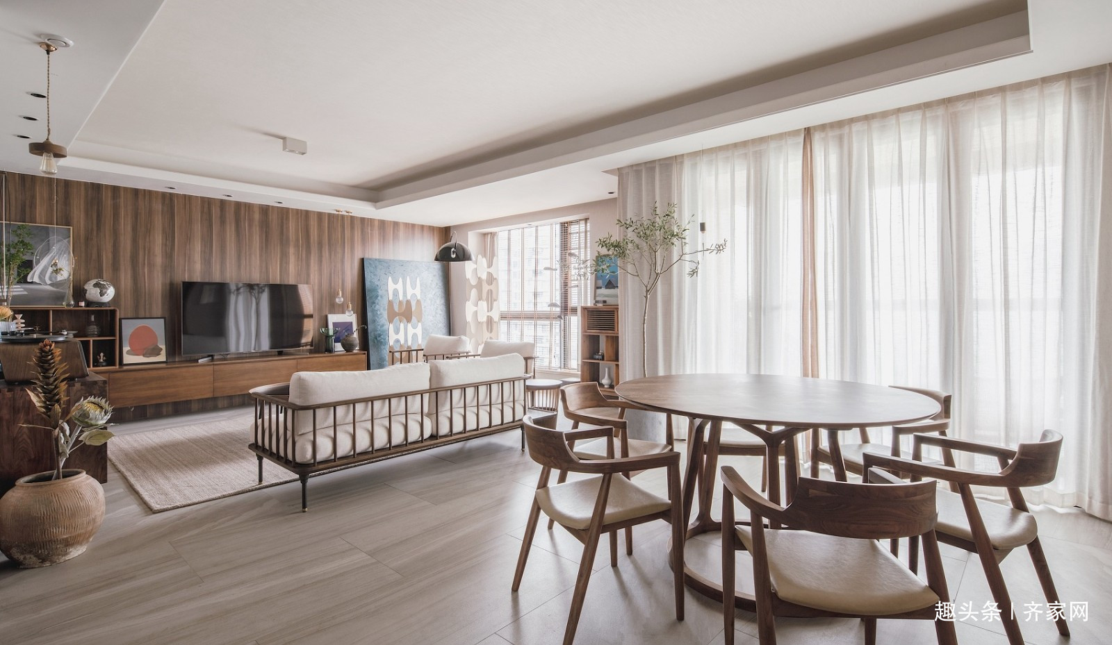 古一今|230平日式原木风,考虑业主体寒和小资情调,营造安稳舒适氛围