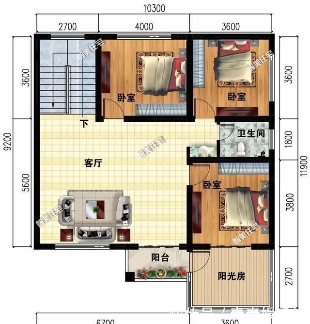 平面图|两栋带玻璃房设计的别墅，第一栋简约造价低，25万可拿下