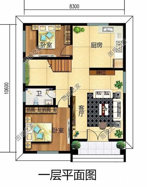 别墅|农村自建房设计图,两开间的户型也可以盖的很大气,清新有范