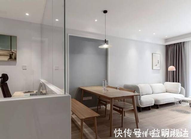 客厅|天才老公自装88㎡简约风婚房，客厅竟然隔出一间小书房，超实用