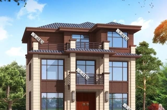 别墅|两栋面宽11米多的新中式别墅,黄+棕为主色调,满满时尚感