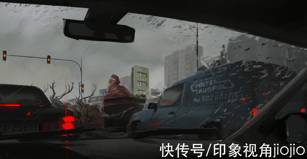 jiojio$粗犷笔触的CG插画艺术，每一幅画都很有故事感，色感超强