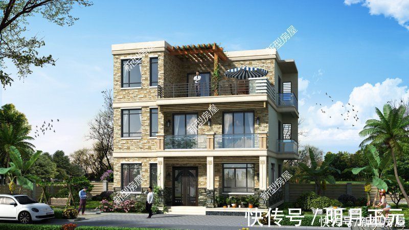 阳台|农村建房想要简约大气,推荐5套平屋顶图纸,总有一套适合你