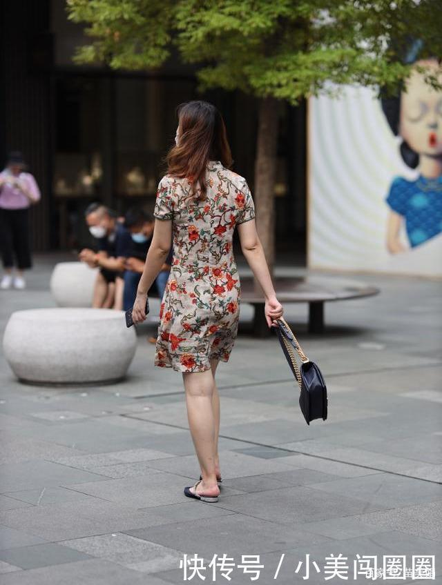 枫叶色小碎花旗袍,中国风元素,优雅大气魅力无限