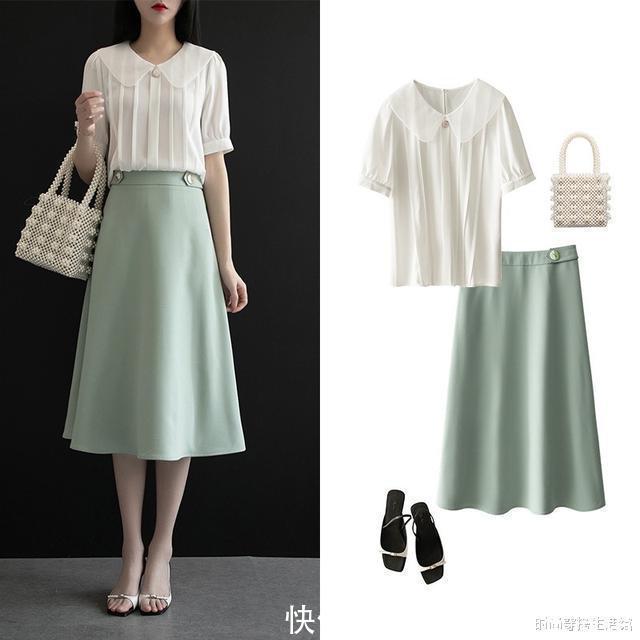 衬衫|被一位博主穿搭圈粉了,试试这衬衫+半裙,轻松优雅又减龄