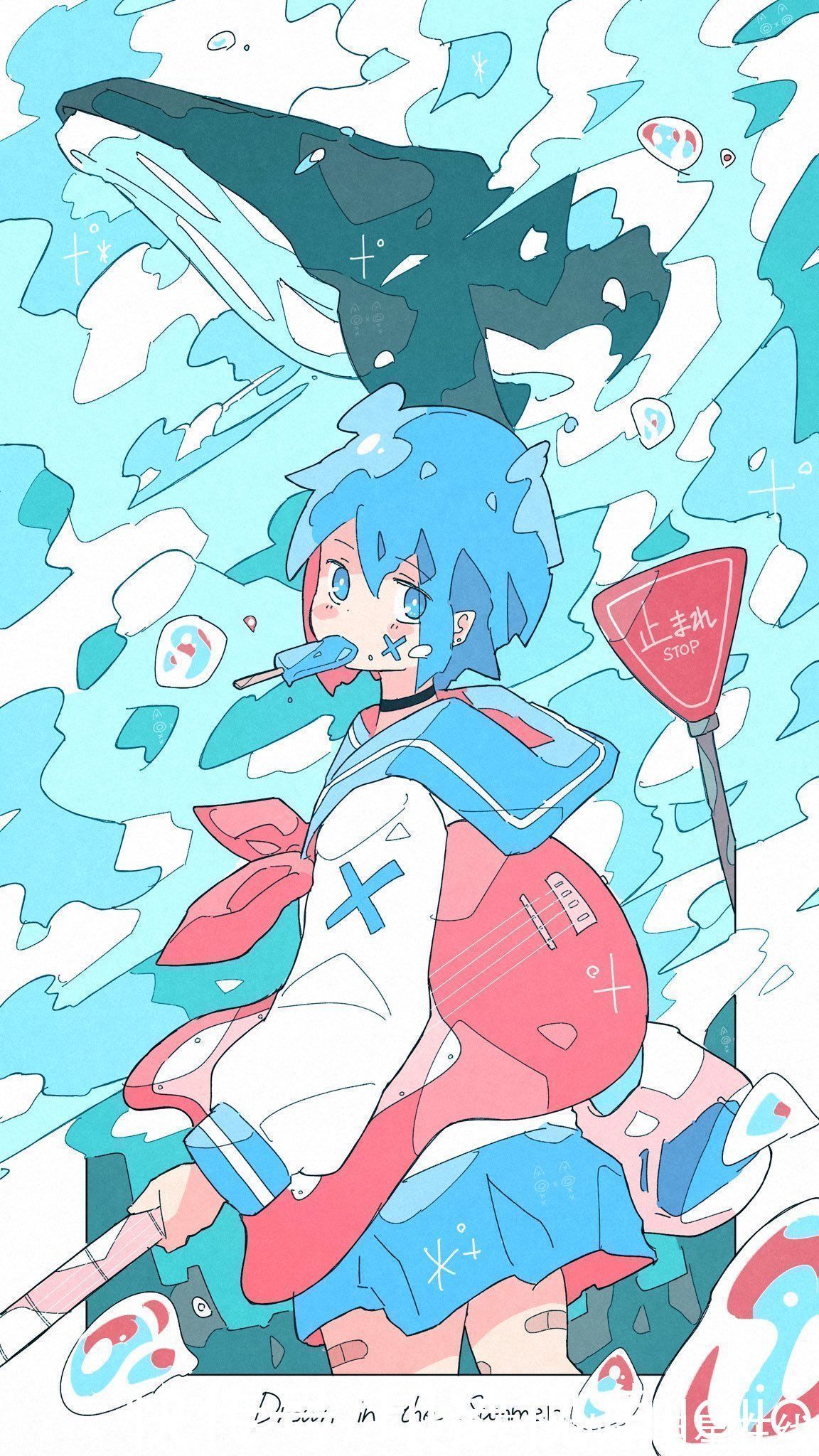 jiojio#可爱到犯规的二次元插画,配色也太温柔了吧