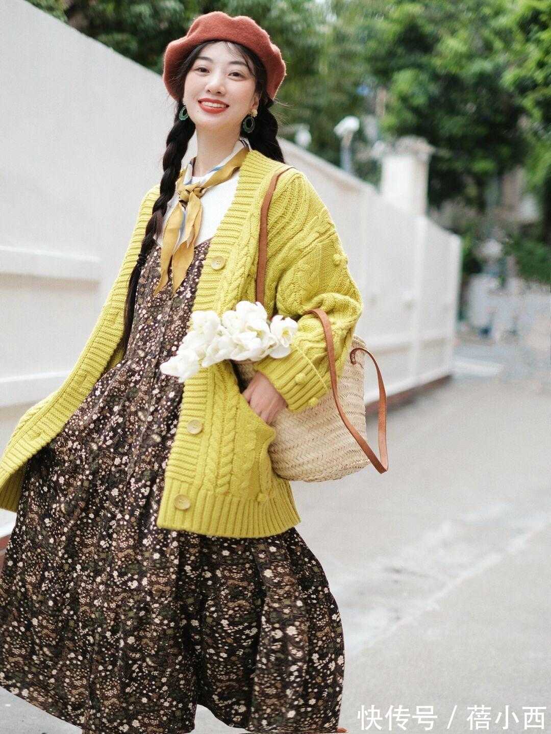 油画裙|今秋流行“油画裙”,搭开衫、西装、风衣都好看,时髦又有品质感