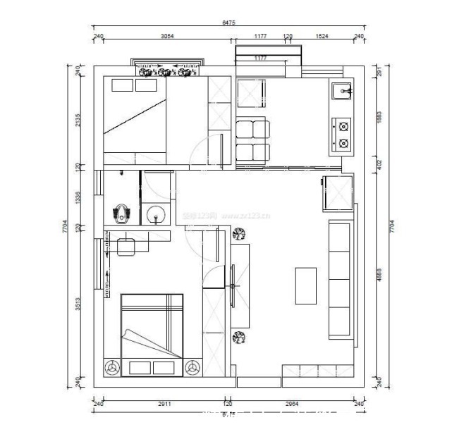 衣帽间|79平现代风二居室，休闲小阳台+独立衣帽间，一点也不输大户型