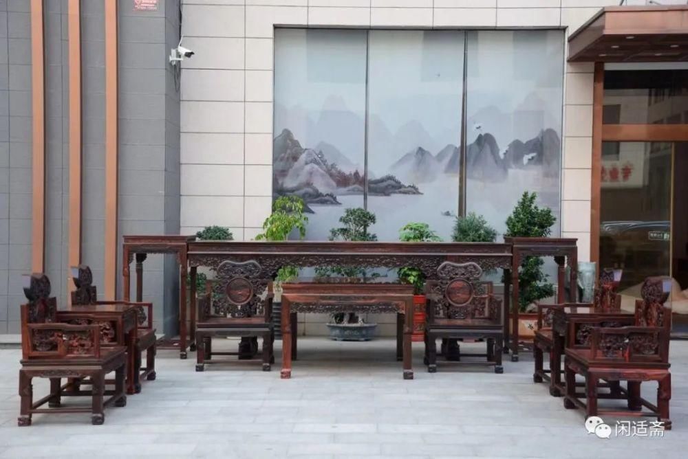老挝|厅堂镇宅重器，老挝大红酸枝二膘老料，中堂红木家具十二件套
