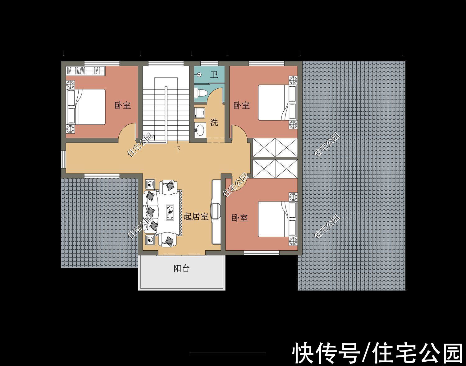 多卧室|17×11米大气欧式别墅，挑空客厅配多卧室，舒服生活一辈子