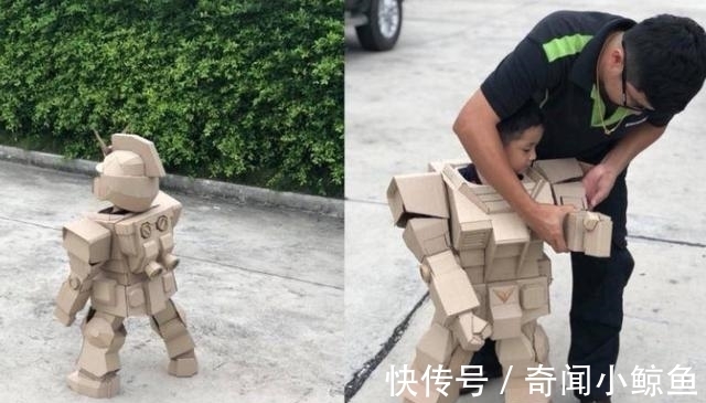 纸箱|暖爸用纸箱为四岁儿子打造13公斤纸壳盔甲玩具,全世界只有1套