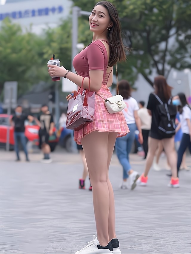 高腰 身材微胖不要紧,百褶短裙可以让你显瘦还显年轻