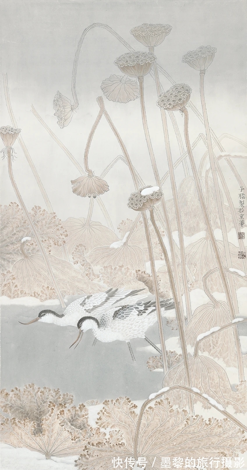 花鸟画|花鸟画｜他爱画残荷，把残荷当成冰清玉洁的丽人